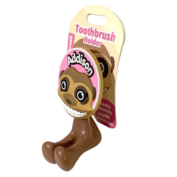 Happy Smiles Personalized Kids Toothbrush Holder Addison Monkey - Picture 3 of 4